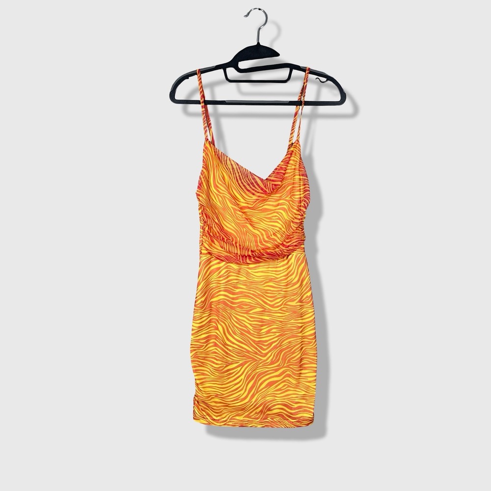 superdown Mini Dress Womens XS Orange Zebra Y2K Party Festival Baddie Summer